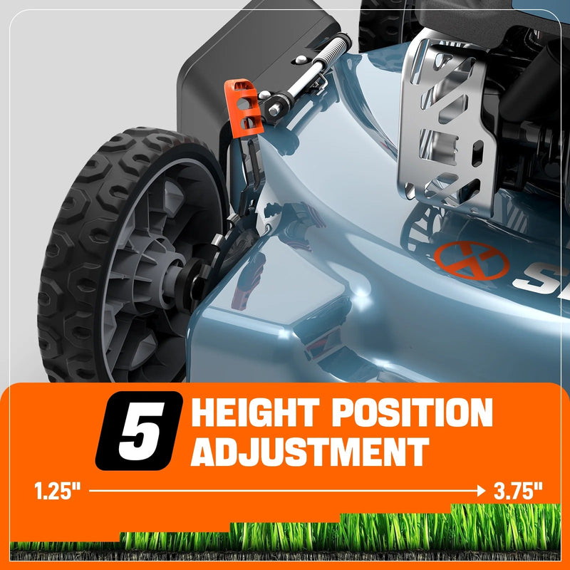 Gas Lawn Mower, 18" Blade, 144cc 4-Cycle Push Mower with Side Discharge
