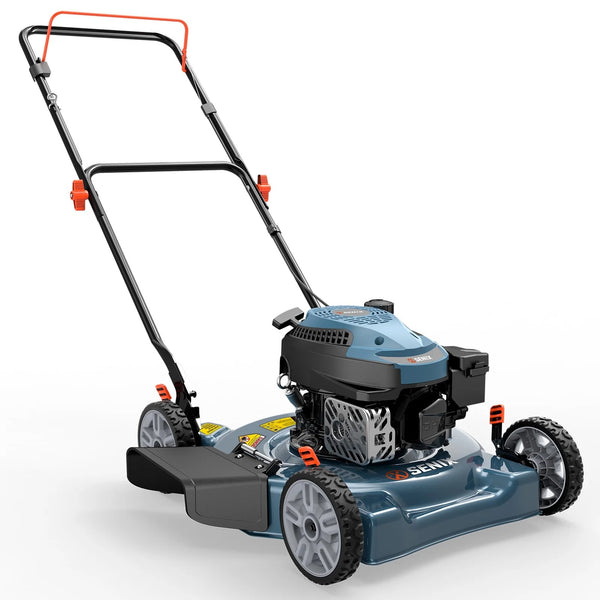 Gas Lawn Mower, 18" Blade, 144cc 4-Cycle Push Mower with Side Discharge